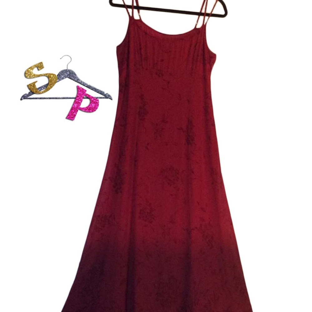 Red & Black Ombre Spaghetti Straps Maxi Dress